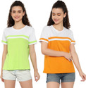 DEEPMAYRA COLLECTION Pack of 2 Women Colorblock Round Neck Cotton Blend Multicolor T-Shirt