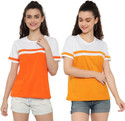 DEEPMAYRA COLLECTION Pack of 2 Women Colorblock Round Neck Cotton Blend Multicolor T-Shirt