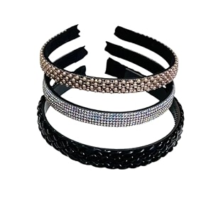 beautiful handcrafted combo of 3 hairbands with stones and pearls for girls amp womenpink braided-505 q-rosegold-505 i-metallic