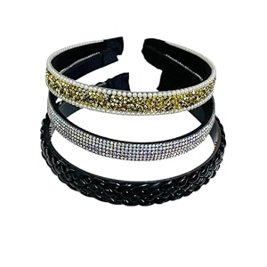 beautiful handcrafted combo of 3 hairbands with stones and pearls for girls amp womengrey braided-505 c-golden-505 i-rosegold