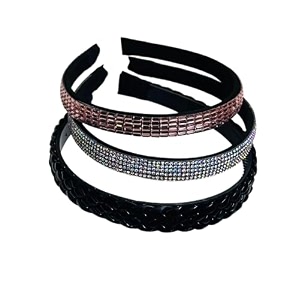 beautiful handcrafted combo of 3 hairbands with stones and pearls for girls amp womennavy braided-505p-rosegold-505 i-metallic