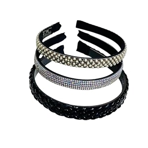 beautiful handcrafted combo of 3 hairbands with stones and pearls for girls amp womendark brown braided-505 q-yellowgold-505 i-rosegold