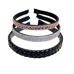beautiful handcrafted combo of 3 hairbands with stones and pearls for girls amp womenpeach braided-505 s-rosegold-505 i-gold