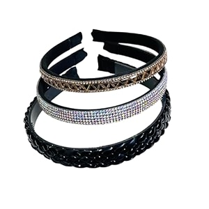 beautiful handcrafted combo of 3 hairbands with stones and pearls for girls amp womendark brown braided-505 s-darkgold-505 i-gold