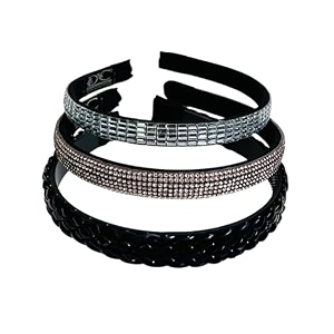 beautiful handcrafted combo of 3 hairbands with stones and pearls for girls amp womenblack braided-505p-silver-505 i-rosegold