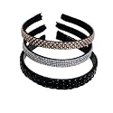 Beautiful Handcrafted Combo of 3 Hairbands with Stones and Pearls for Girls &amp; Women(Pink Braided-505 Q-Rosegold-505 I-Metallic)