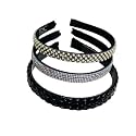 Beautiful Handcrafted Combo of 3 Hairbands with Stones and Pearls for Girls &amp; Women(Dark Brown Braided-505 Q-YellowGold-505 I-Rosegold)