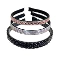 Beautiful Handcrafted Combo of 3 Hairbands with Stones and Pearls for Girls &amp; Women(Peach Braided-505 S-Rosegold-505 I-Gold)