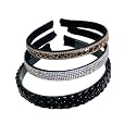 Beautiful Handcrafted Combo of 3 Hairbands with Stones and Pearls for Girls &amp; Women(Dark Brown Braided-505 S-Darkgold-505 I-Gold)