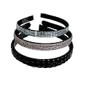 Beautiful Handcrafted Combo of 3 Hairbands with Stones and Pearls for Girls &amp; Women(Black Braided-505P-Silver-505 I-Rosegold)