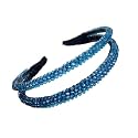 Blue Double Line Crystal Stunning and Elegant Handcrafted Plastic Headband, Featuring Crystals &amp; Stones for Women and girls