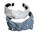 Casual &amp; Chic Beautiful HandCrafted Combo of Hairbands Studded with Sequence, useful for Girls &amp; Women(Grey Pearl Bow &amp; White Sequence)