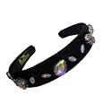 Elegant &amp; Exclusive Handcrafted Fashion Chain Rubber Hairbands/Headbands For Women (Black HB With Rainbow Drop &amp; Leaf Stone)