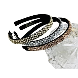 elegant hand crafted crystal beaded plastic fancy party wedding hairband for girls and women - set of 3 505 q