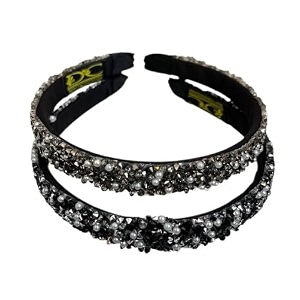 elegant hand crafted crystal beaded plastic fancy party wedding hairband for girls and women - set of 2 505 p