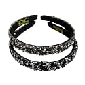 Elegant Hand Crafted Crystal Beaded Plastic Fancy Party Wedding Hairband For Girls and Women - Set of 2 (505 P)