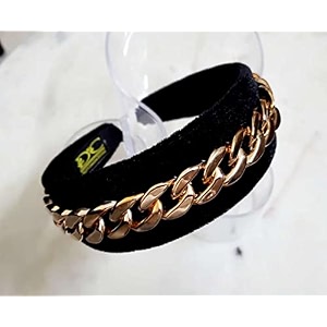 deepti chandna designs elegant handcrafted hairbands studded with thick chain from our embellished collection useful for girls amp womenblack with rosegold thick chain