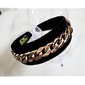 DEEPTI CHANDNA DESIGNS Elegant HandCrafted Hairbands Studded with thick Chain from our Embellished Collection useful for Girls &amp; Women(Black with Rosegold Thick Chain)