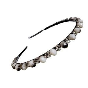 extremely unique stunning and elegant handcrafted plastic headband featuring crystals amp stones for women pack of 1 brownish white amp whitecz stone