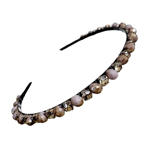 extremely unique stunning and elegant handcrafted plastic headband featuring crystals amp stones for women pack of 1 brownish pink amp white cz stone