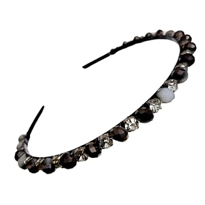 extremely unique stunning and elegant handcrafted headband featuring crystals amp stones for girls brown bead amp white cz stone
