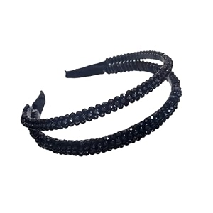 extremely unique stunning and elegant handcrafted headband featuring crystals amp stones for women black double line crystal