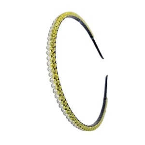 extremely unique stunning amp elegant handcrafted headbandfeaturing pearls amp crystals for women pack of 1 yellow sleek joined crystal and pearl