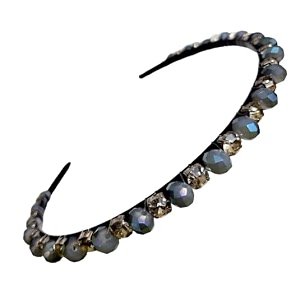 extremely unique stunning and elegant handcrafted headband featuring crystals amp stones for women greyish blue amp white cz stone