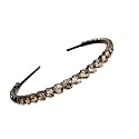 extremely unique stunning and elegant handcrafted headband, featuring Crystals &amp; Stones for Girls (Gold Shadow Round Medium Stone)
