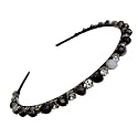 extremely unique stunning and elegant handcrafted headband, featuring Crystals &amp; Stones for Girls (Brown Bead &amp; White CZ Stone)