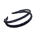 Extremely Unique Stunning and Elegant Handcrafted Headband, Featuring Crystals &amp; Stones for Women (Black Double Line Crystal)