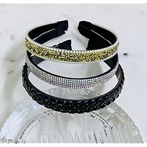 deepti chandna designs beautiful handcrafted combo of 3 hairbands with stones and pearls for girls amp womenblack braided-505 c-golden-505 i-rb