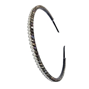grey sleek joined crystal and pearl handcrafted headband pearls from our embellished collection for women and girls pack of 1