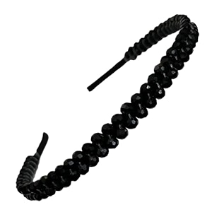 hair accessories black double joined crystal handmade crystal party hairband headband for women and girls pack of 1
