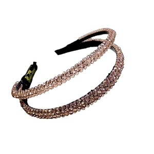 handcrafted headband double line pinkish peach crysta crystals amp stones for women amp girls pack of 1