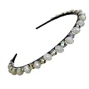 Plastic Headband, Featuring Crystals &amp; Stones for Women (Pack of 1) (Milky White &amp; Rainbow CZ Stone)