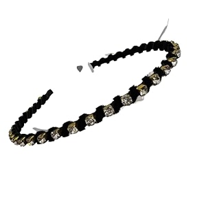 stone line with black velvet tape elegant handcrafted headband featuring crystals amp stones for women amp girls