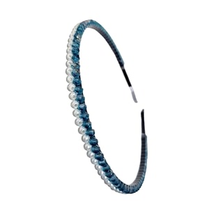 stunning amp elegant handcrafted headband featuring pearls amp crystals for women blue sleek joined crystal and pearl