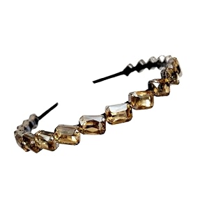stunning and elegant handcrafted headband featuring crystals amp stones for women gold shadow thick rectangular stone