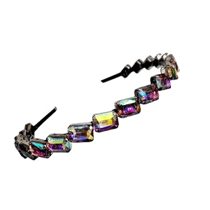 stunning and elegant handcrafted headband featuring crystals amp stones for women rainbow thick rectangular stone