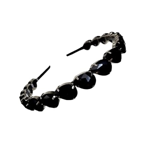 stunning and elegant handcrafted headband featuring crystals amp stones for women black thick drop stone