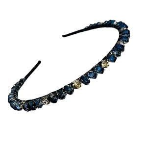 stunning and elegant handcrafted headband featuring crystals amp stones for women korean 8 mm-darkblue tone