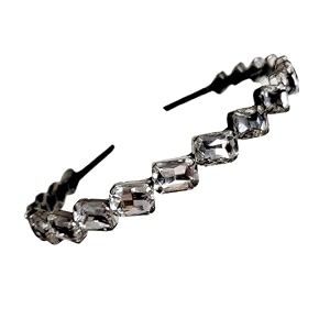 stunning and elegant handcrafted headband featuring crystals amp stones for women white thick rectangular stone
