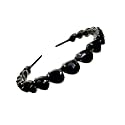 Stunning and Elegant Handcrafted Headband, Featuring Crystals &amp; Stones for Women (Black Thick Drop Stone)
