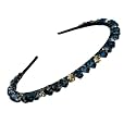 Stunning and Elegant Handcrafted Headband, Featuring Crystals &amp; Stones for Women (Korean 8 MM-Darkblue Tone)