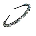 Stunning and Elegant Handcrafted Headband, Featuring Crystals &amp; Stones for Women (Korean 10 MM-Light Blue Tone)