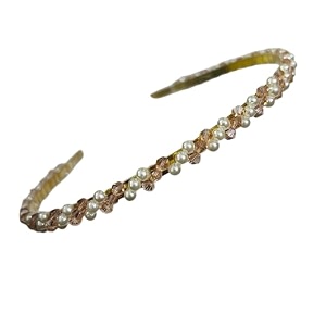 twisted pearl amp peach crystal pearl stone hair band for girlsheadbands for womencrystal hair bands trending for women pack of 1