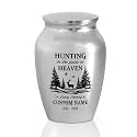 Deer Hunting Mini Cremation Urn, Stainless Steel Silver Memorial Keepsake