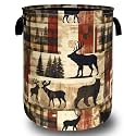 Retro Forest Animal Laundry Basket Oxford Cloth Foldable Hamper 18.9x16.5In