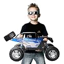 DEERC Large 1:8 Scale Monster Truck for Adults and Boys, Upgraded Remote Control Car with Realistic Sound, 4WD All Terrain RC Toy with 2 Batteries for 80 Minutes Play